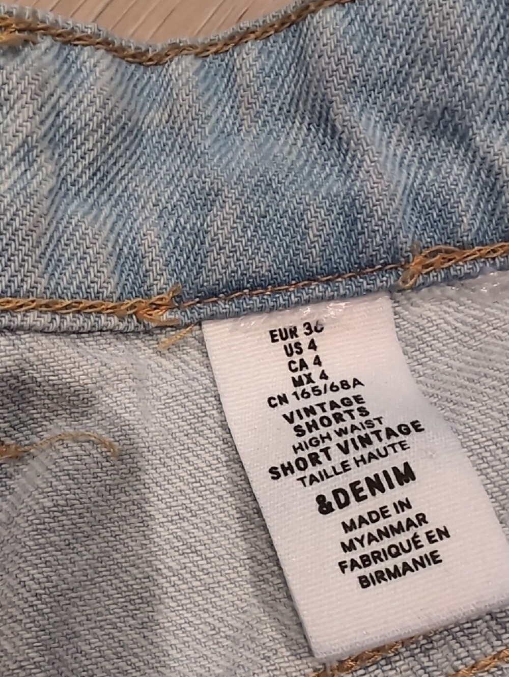 H&M Denim Shorts Blue Fringe Rhinestone High Rise - Picture 3 of 15